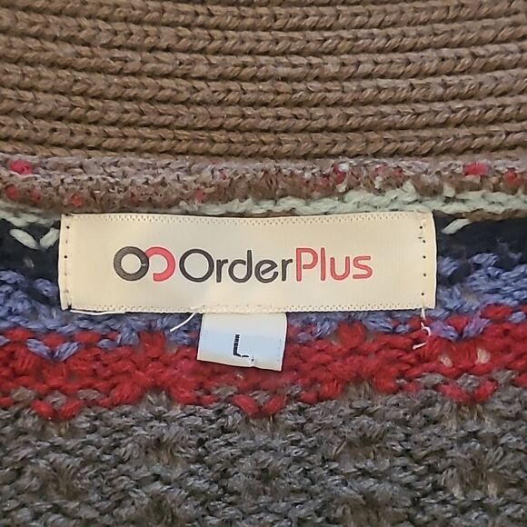 OrderPlus Men’s Striped Multicolor Retro Style Hipster Cardigan Sweater Size L - Picture 10 of 10